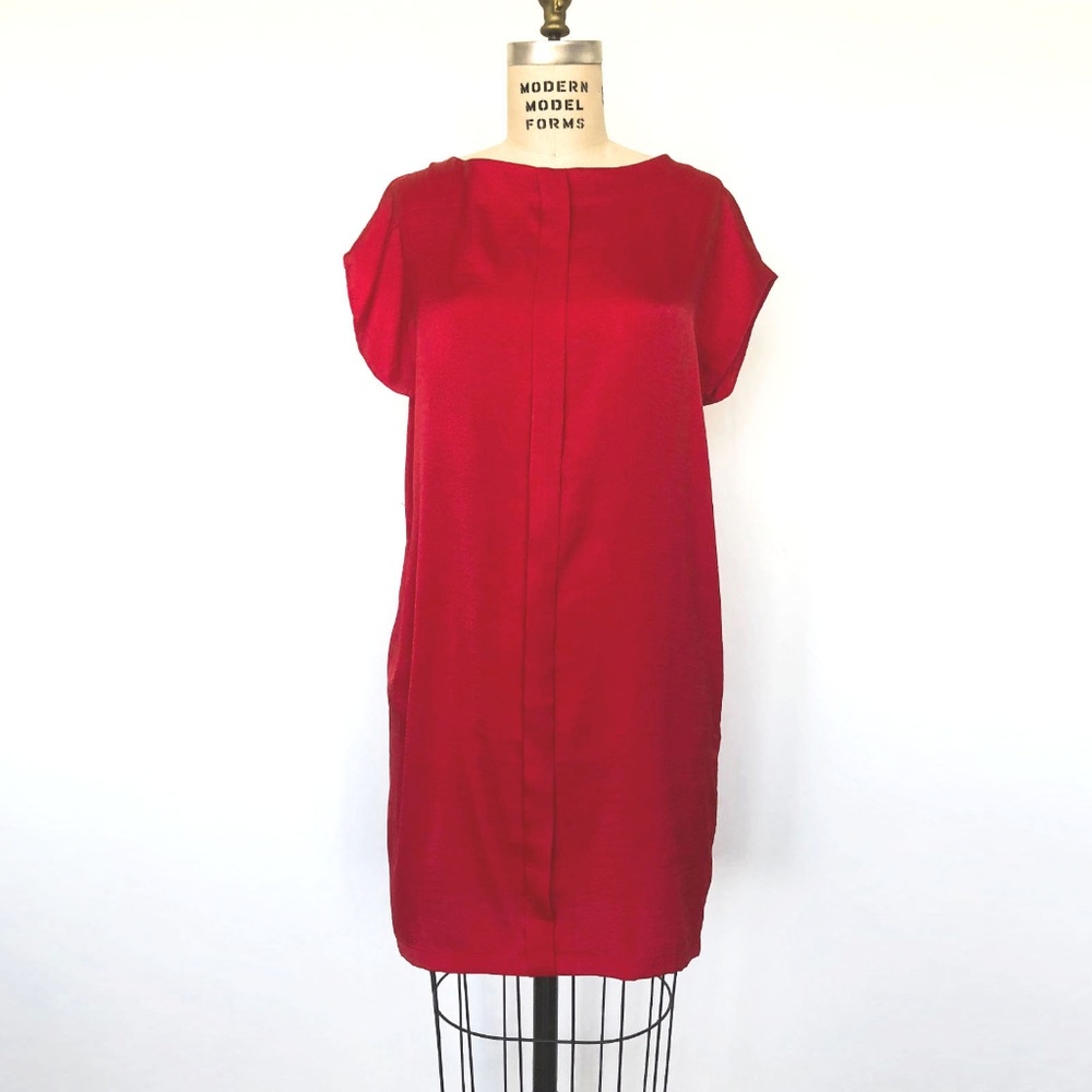 MNG MANGO - Red Pleat front Dress